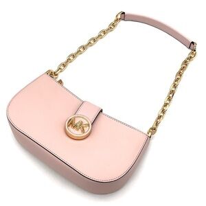 Michael Kors Blush Pink Leather Shoulder Bag with Gold Chain
